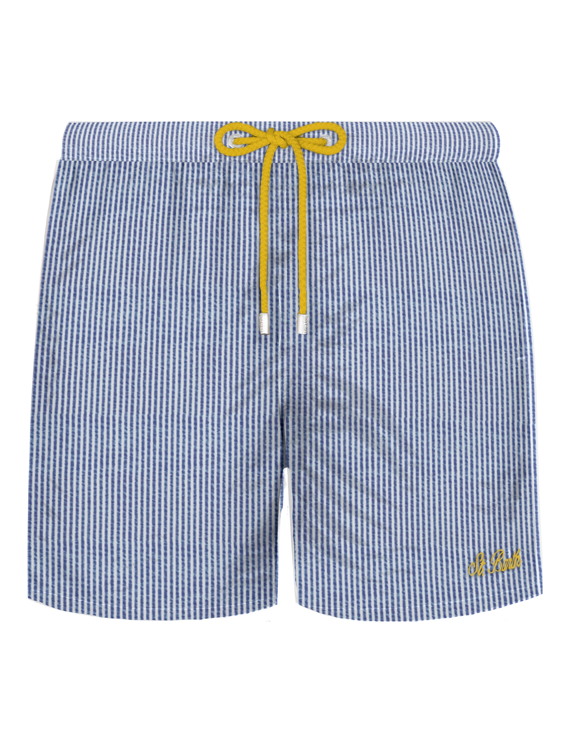 Seersucker bluette striped classic light swim shorts Patmos - MC2 Saint Barth