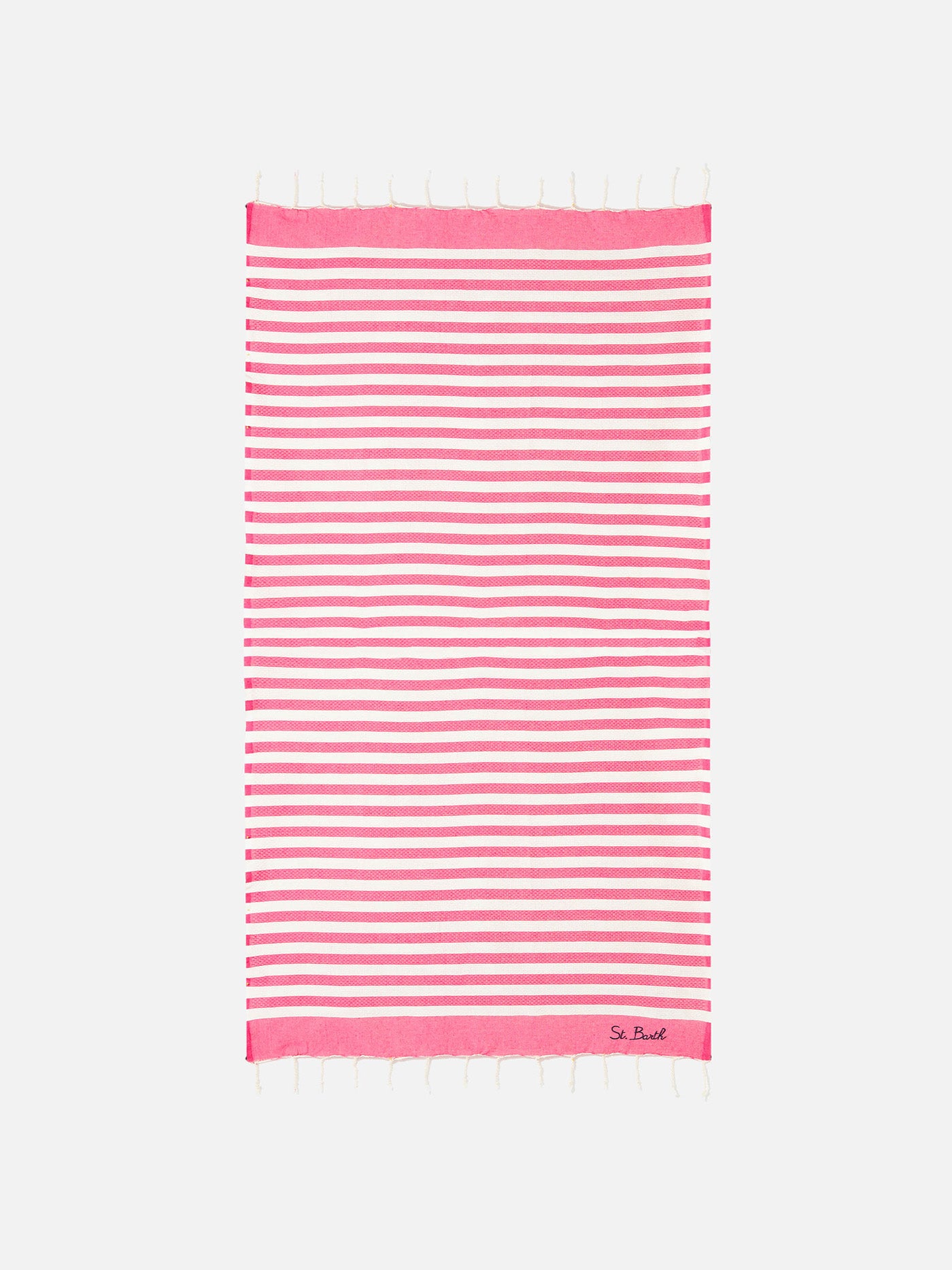 Telo mare in cotone Fouta con stampa a righe fucsia