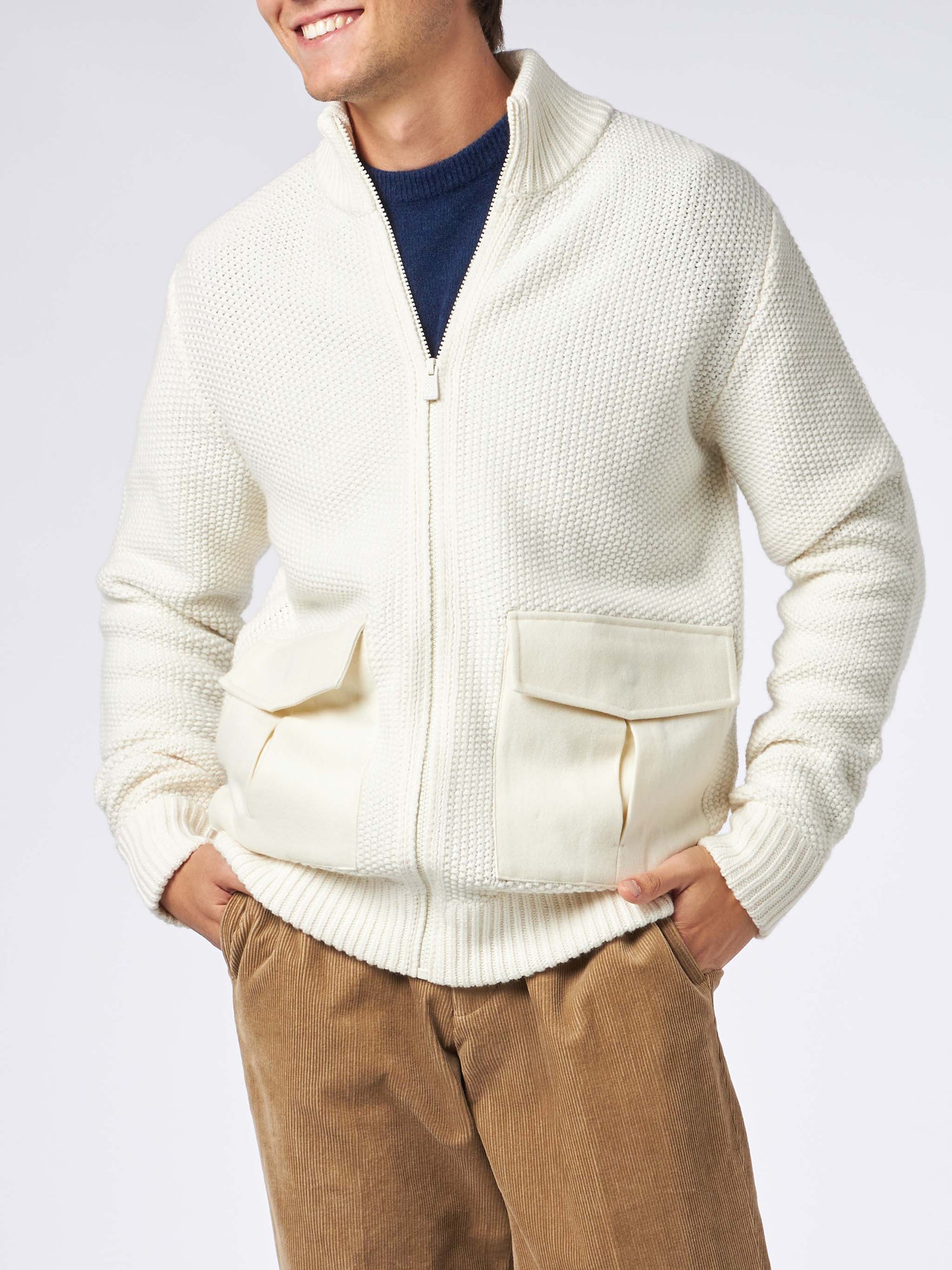 Man knitted bomber with felt pockets - MC2 Saint Barth