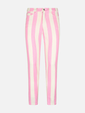 Woman pink striped print denim Belleville - MC2 Saint Barth