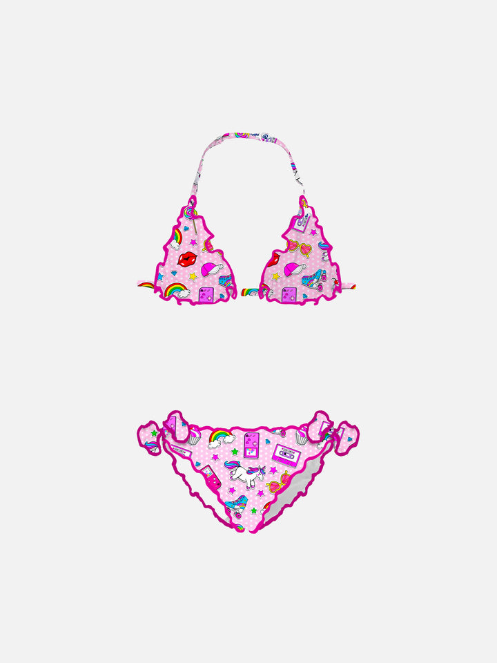 Bikini da bambina a triangolo con fantasia