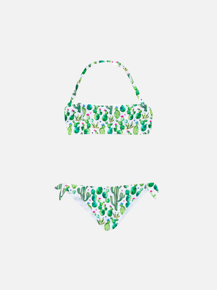 Bikini da bambina con stampa piante spinose