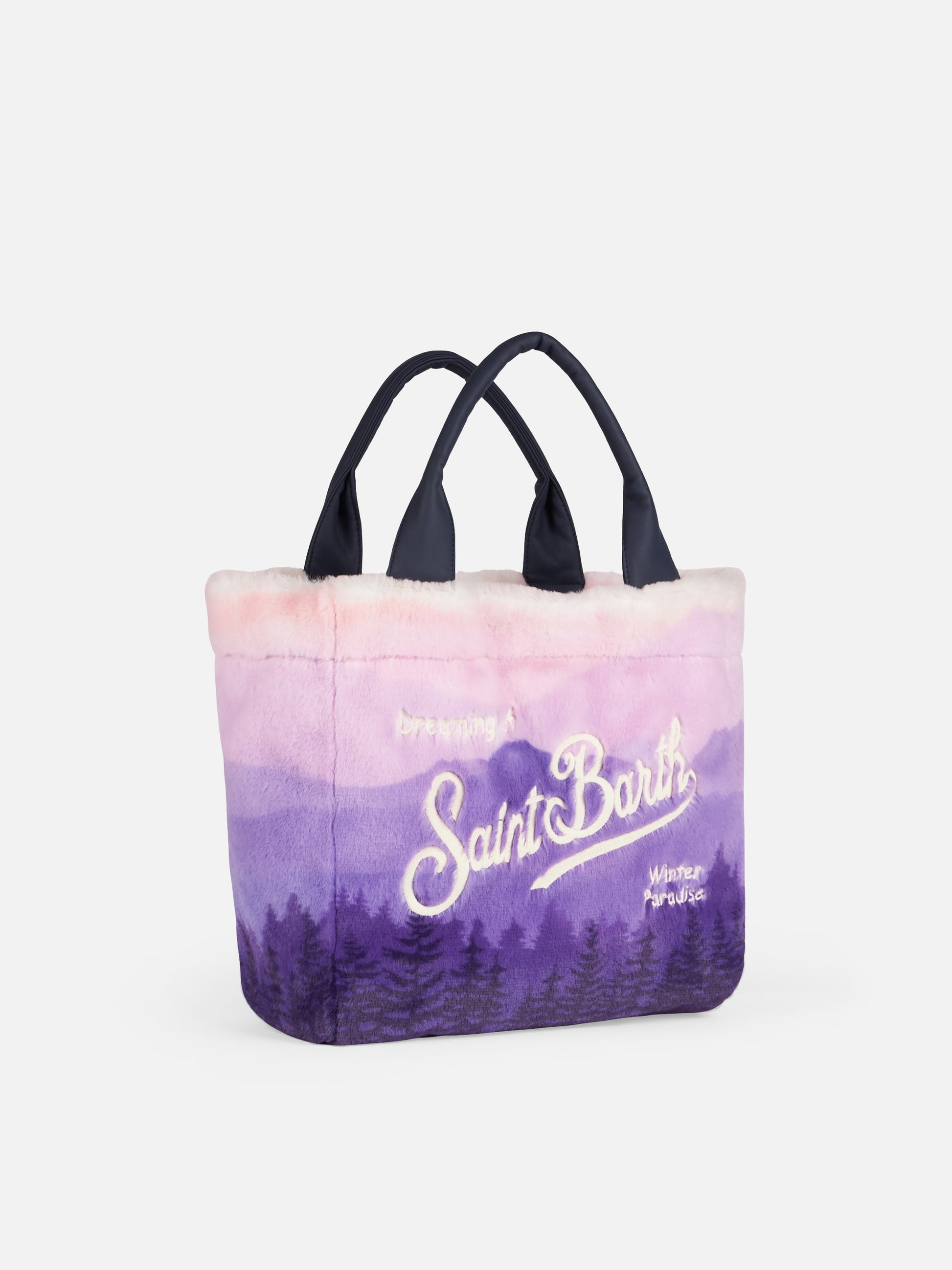 Furry soft Colette handbag with postcard jacquard - MC2 Saint Barth