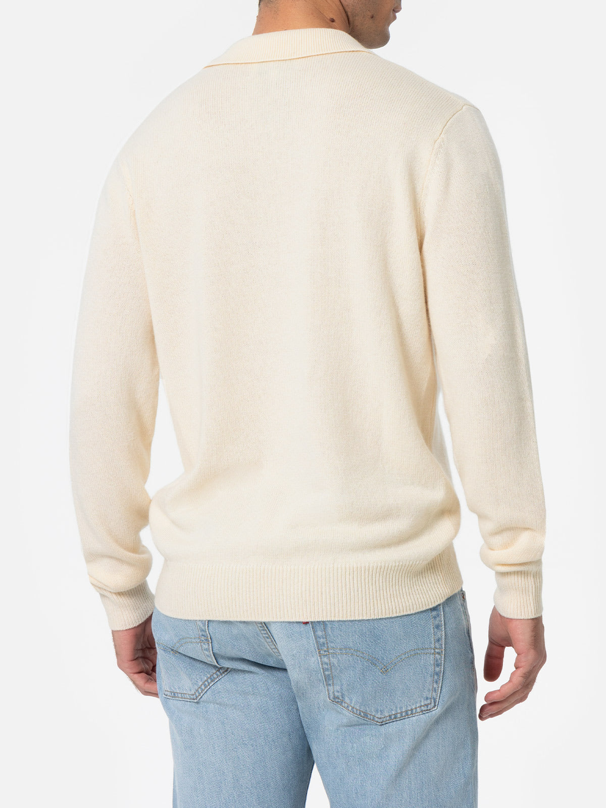 Weißer Pullover aus Kaschmirmischung mit Polokragen von Covent für Herren
