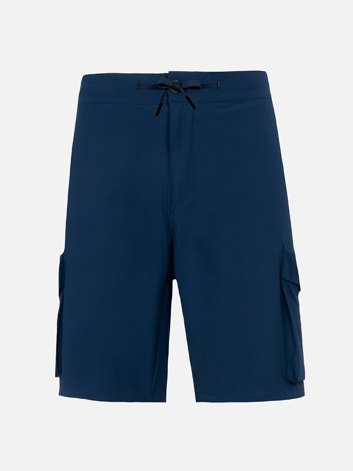 Marineblaue Bermudashorts aus technischem Stoff Deck
