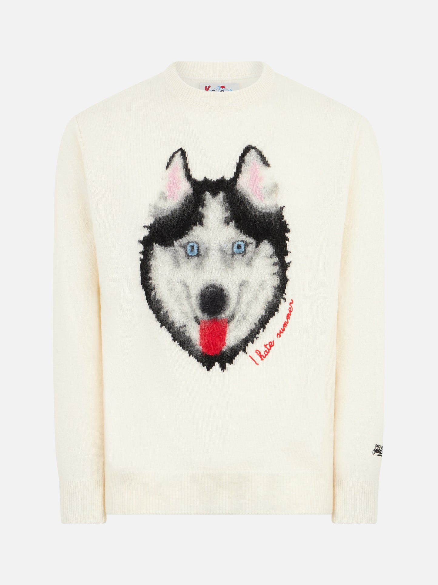 Man sweater with wolf print and I hate summer embroidery - MC2 Saint Barth