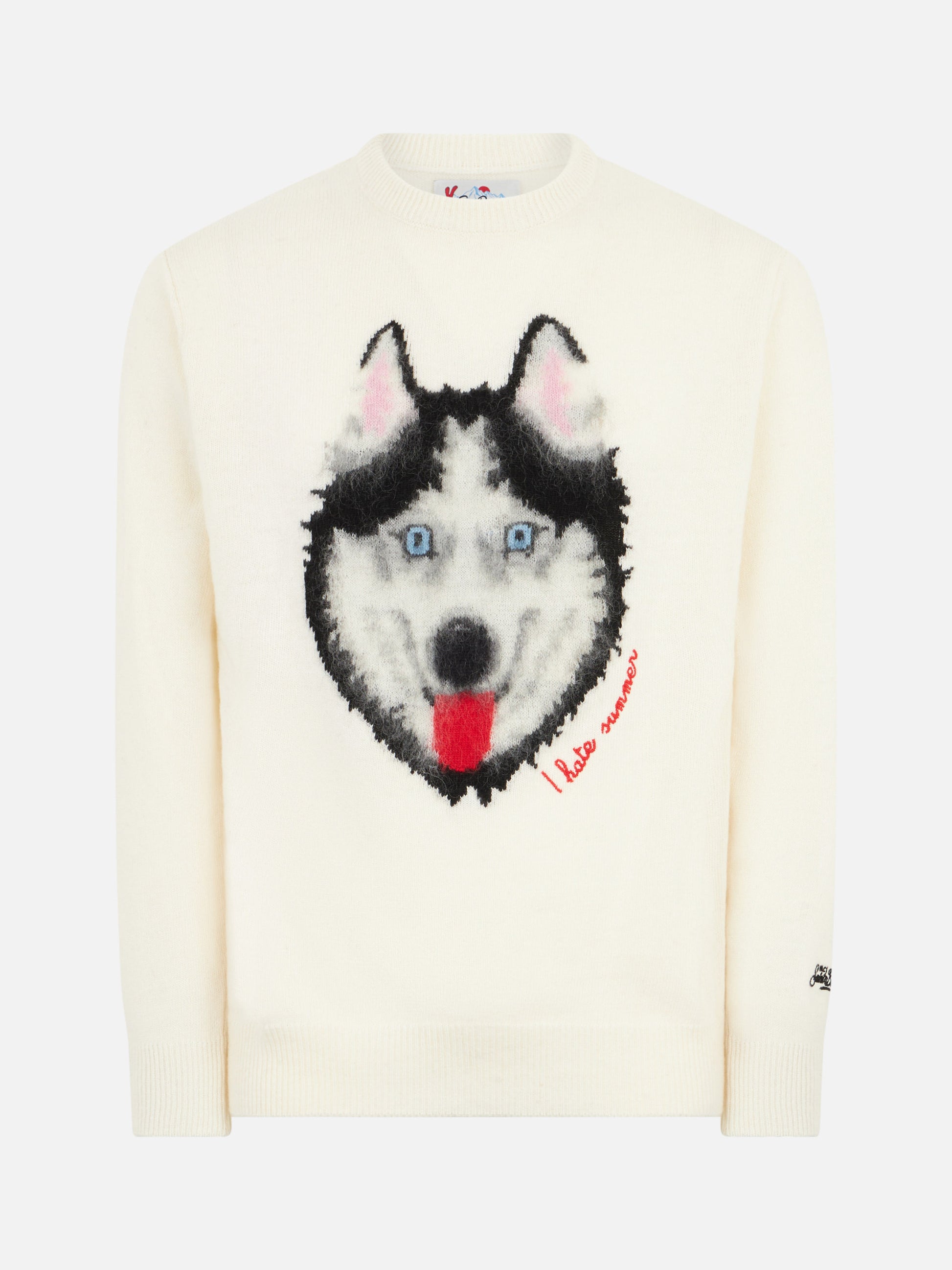 Man sweater with wolf print and I hate summer embroidery - MC2 Saint Barth
