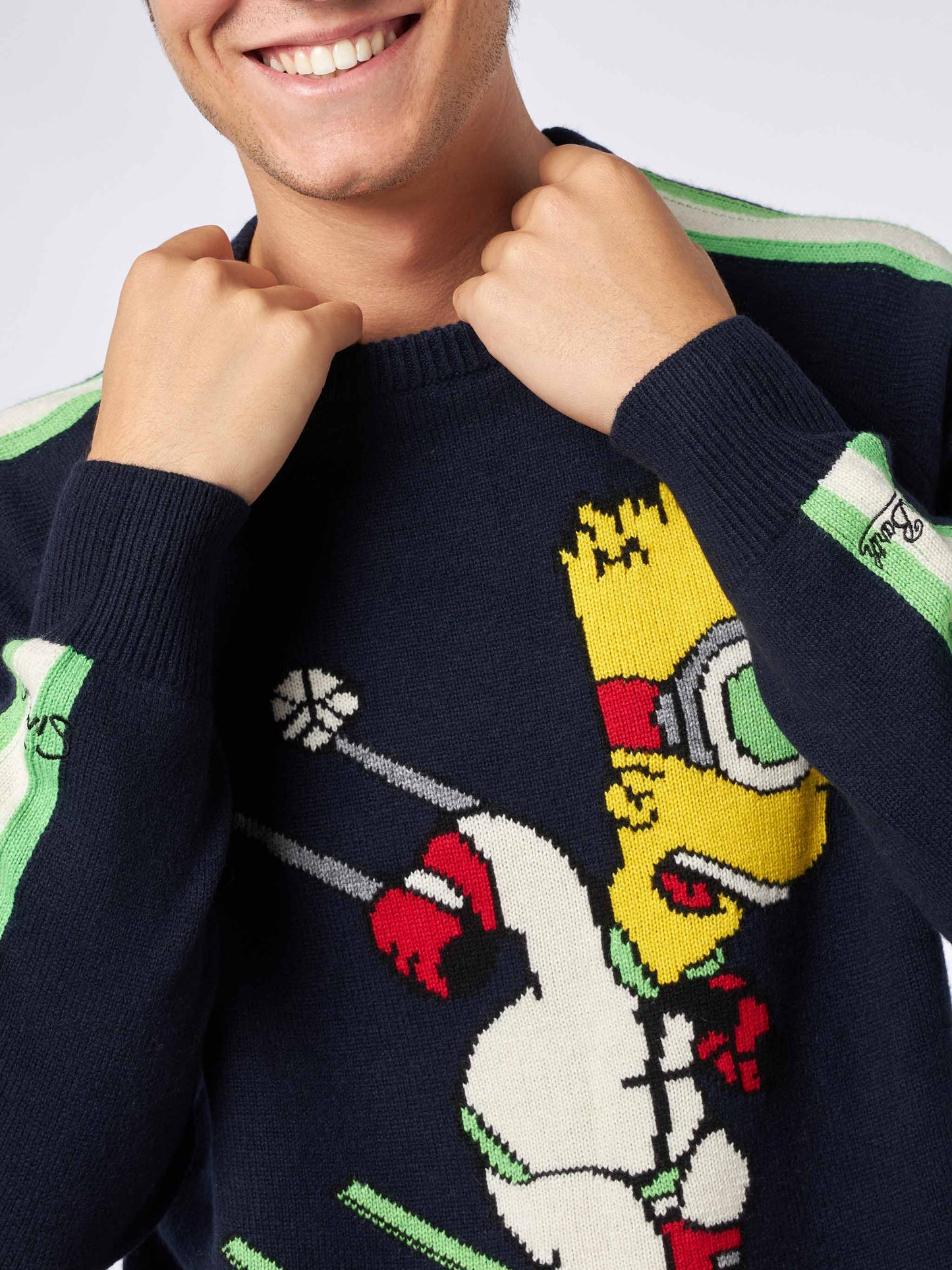 Man crewneck sweater with Bart Simpson jacquard | THE SIMPSONS SPECIAL EDITION - MC2 Saint Barth