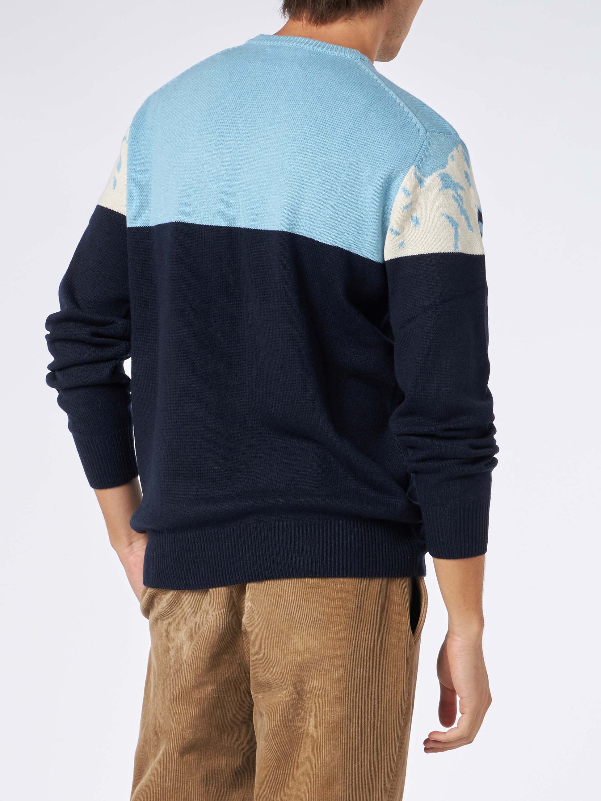 Man crewneck sweater with St. Moritz postcard jacquard - MC2 Saint Barth