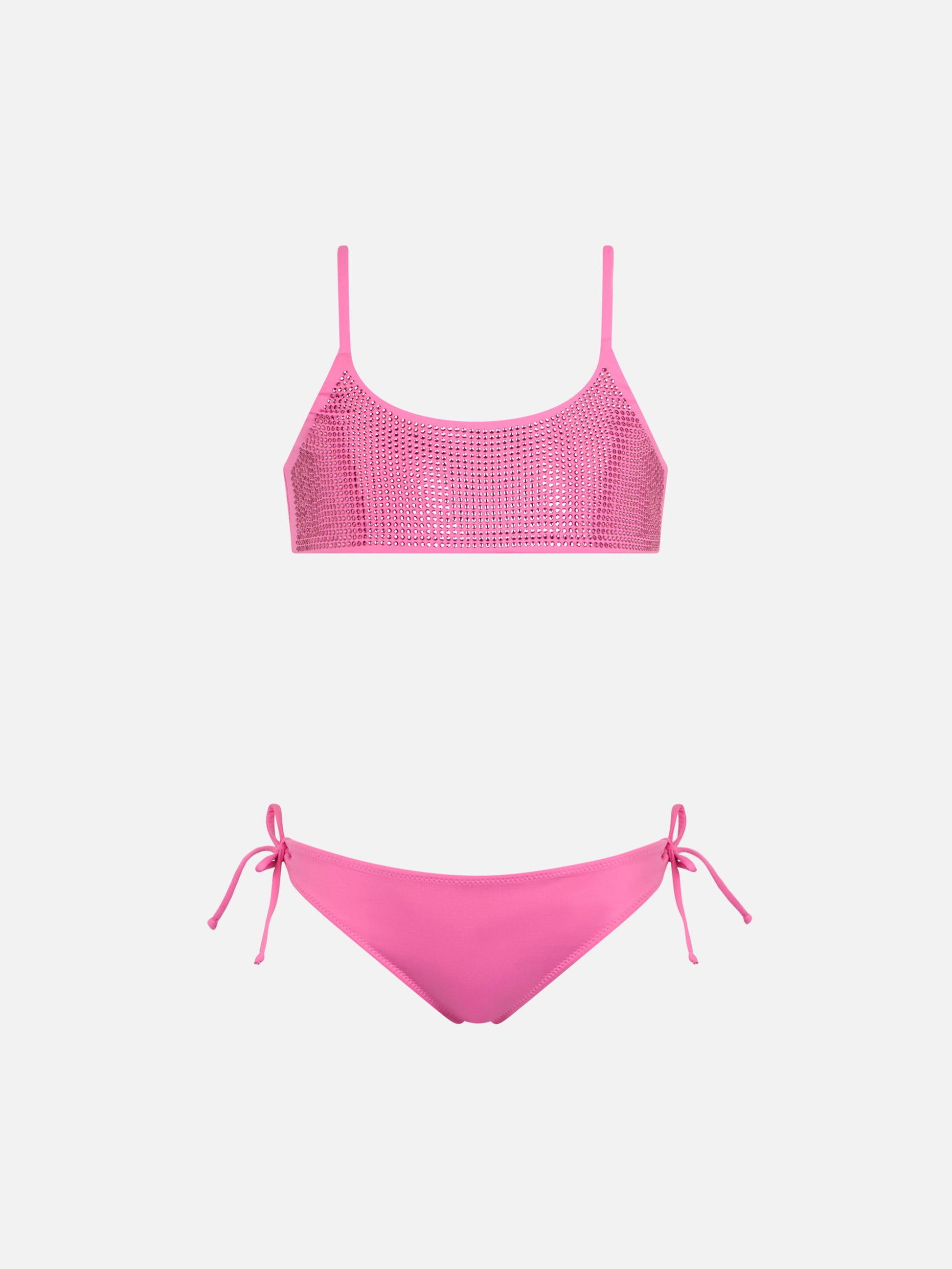 Girl pink bralette bikini Jaiden with rhinestone - MC2 Saint Barth