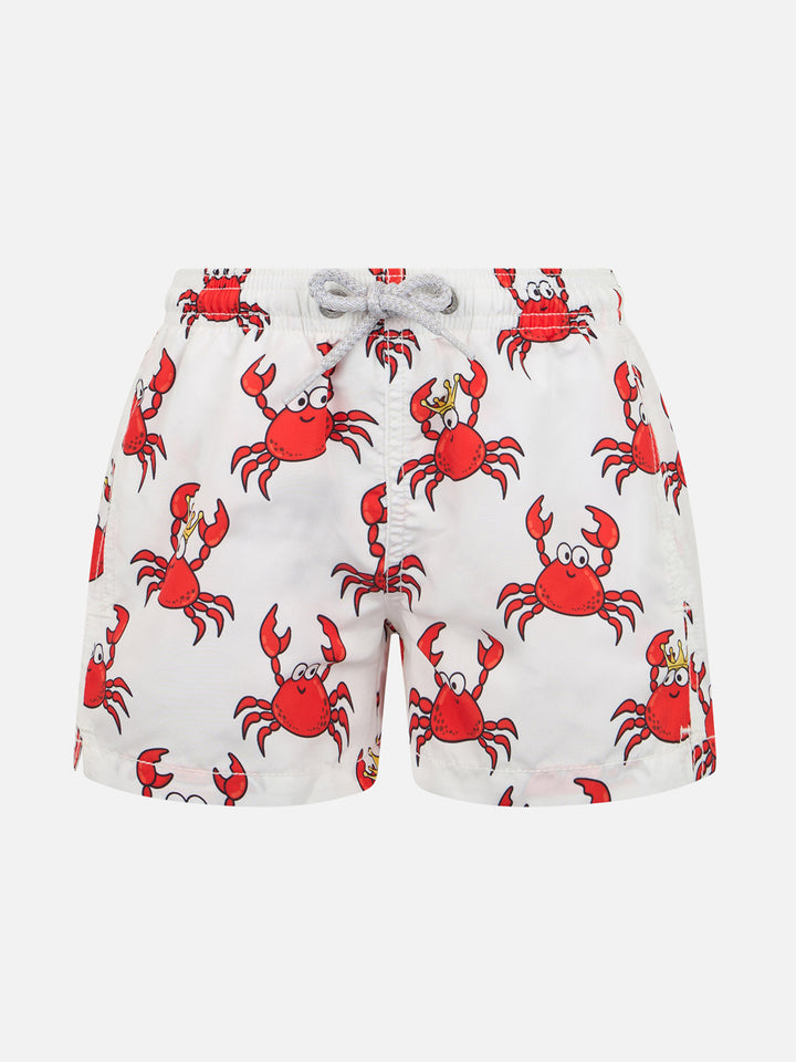 Boy mid-length Jean swim-shorts with king crab print - MC2 Saint Barth