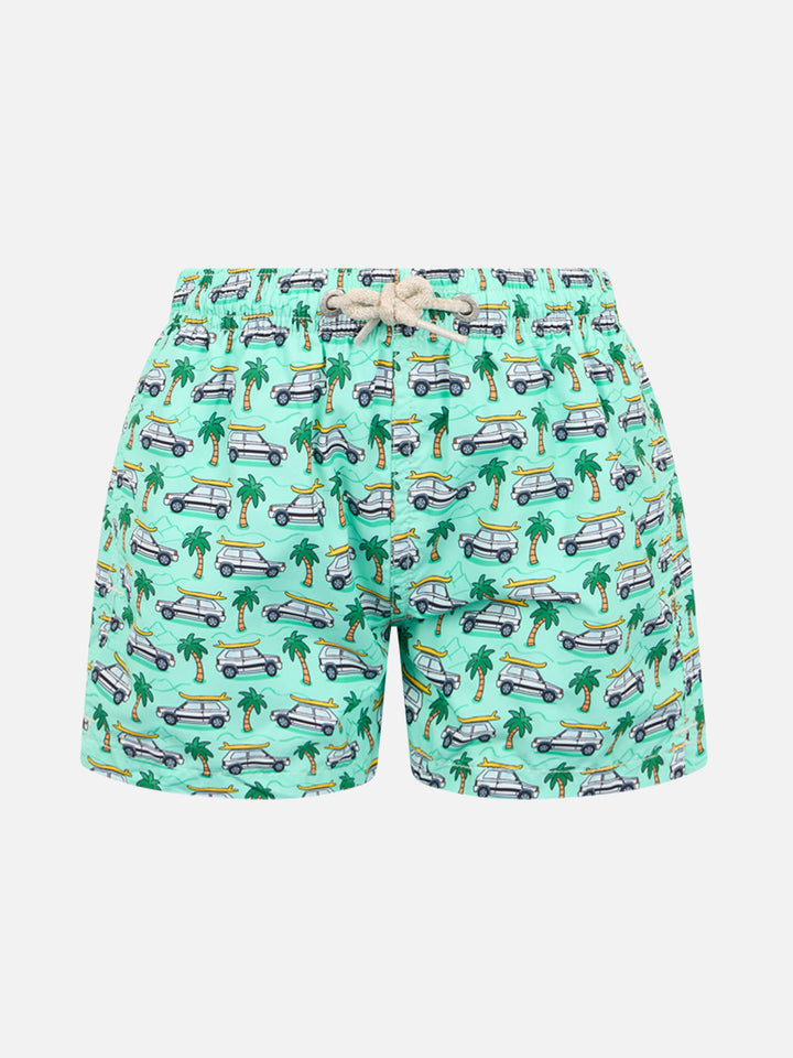 Boy lightweight fabric swim-shorts Jean Lighting with Panda print | PANDA SPECIAL EDITION - MC2 Saint Barth