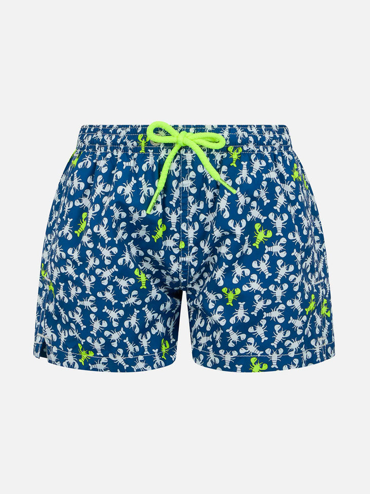 Boy lightweight fabric swim-shorts Jean Lighting with lobsters print - MC2 Saint Barth