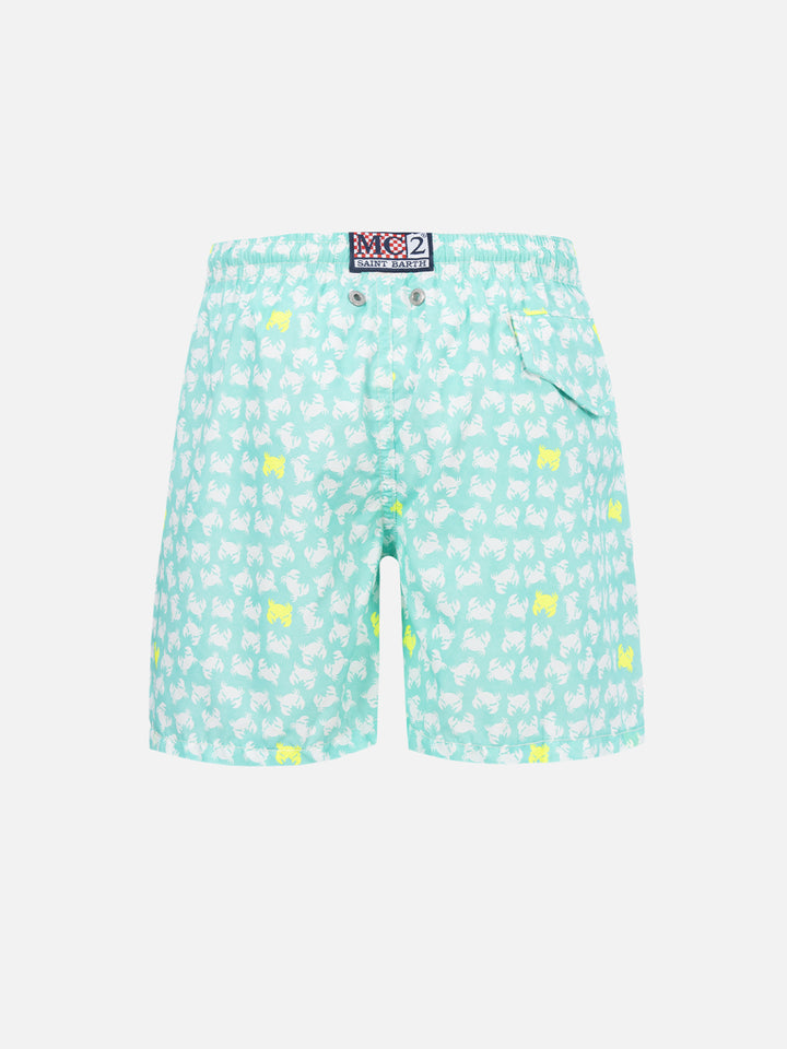 Costume da bagno da bambino in tessuto leggero con stampa granchi