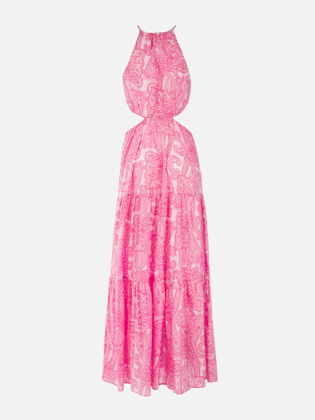 Woman cut out long dress Kaby with paisley print