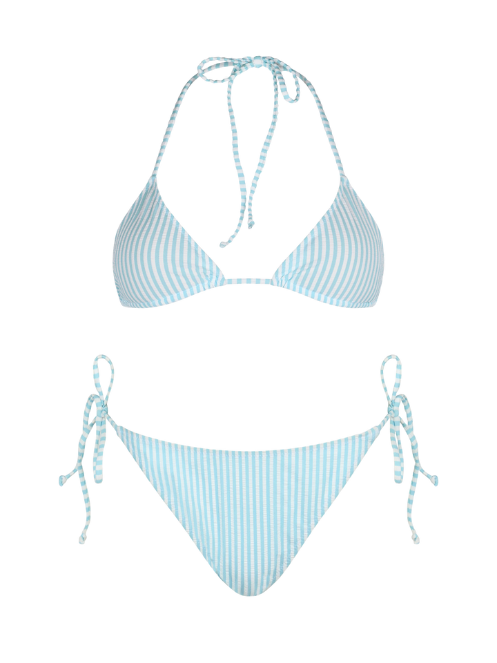 Woman seersucker striped triangle bikini Leah Virgo - MC2 Saint Barth