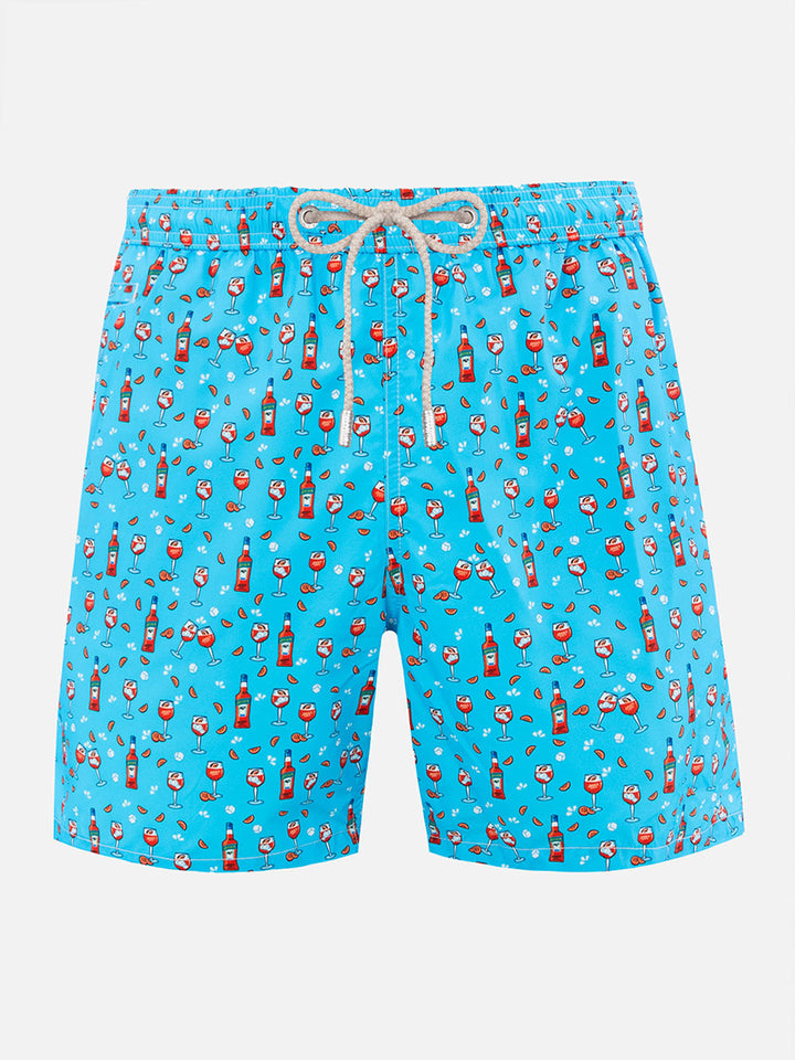 Lightweight fabric swim shorts Lighting with Aperol spritz print | APEROL SPECIAL EDITION - MC2 Saint Barth