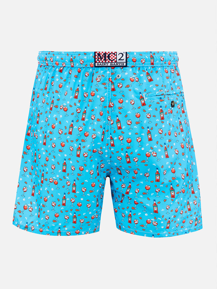 Lightweight fabric swim shorts Lighting with Aperol spritz print | APEROL SPECIAL EDITION - MC2 Saint Barth