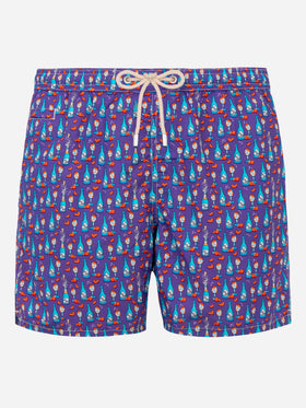 Man light fabric swim shorts with Aperol Spritz print | APEROL SPECIAL EDITION - MC2 Saint Barth