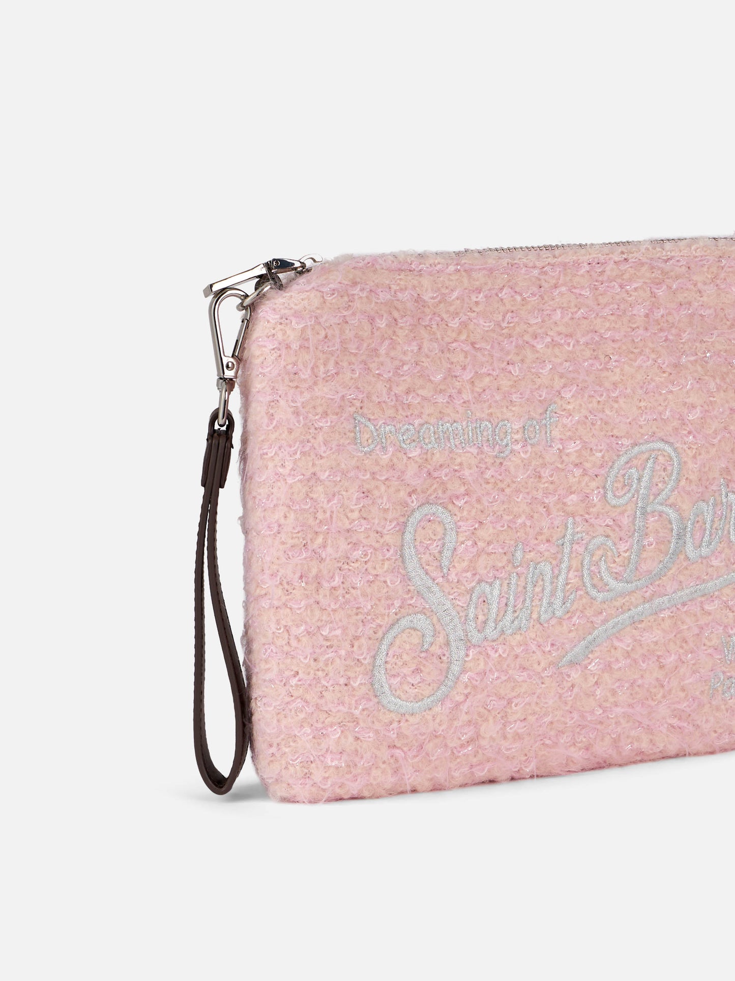 Parisienne pink knit boucle cross-body pouch bag - MC2 Saint Barth