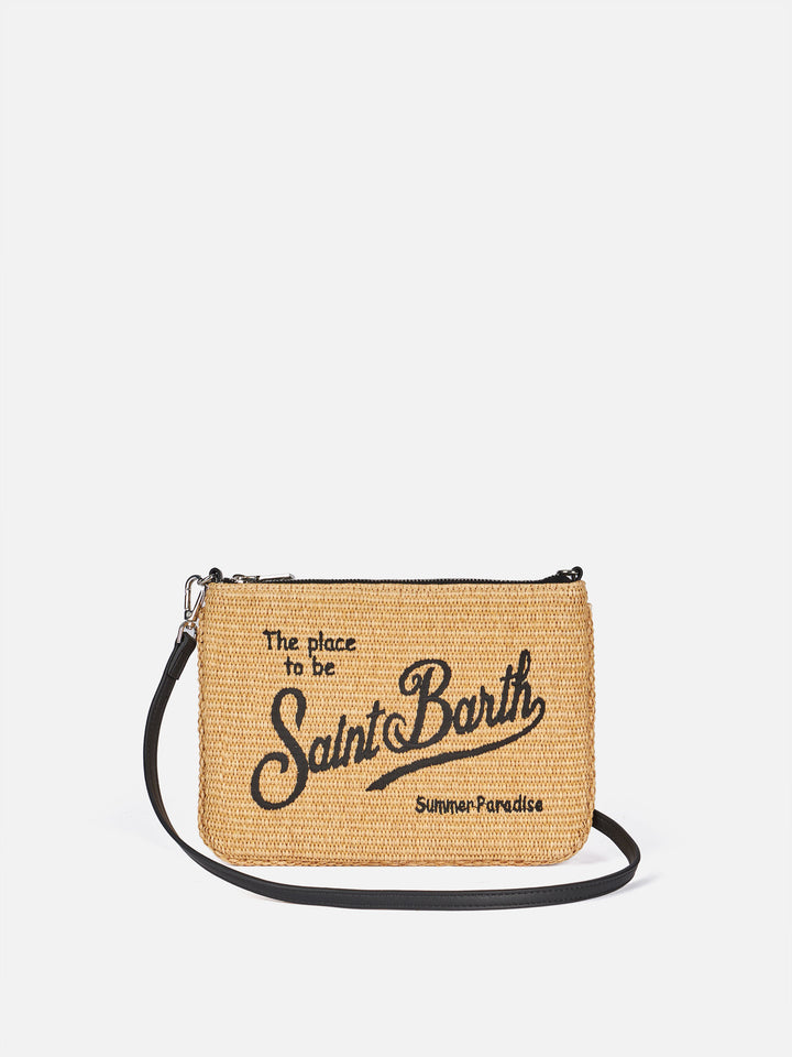 Parisienne Straw effect pouch bag with black details - MC2 Saint Barth