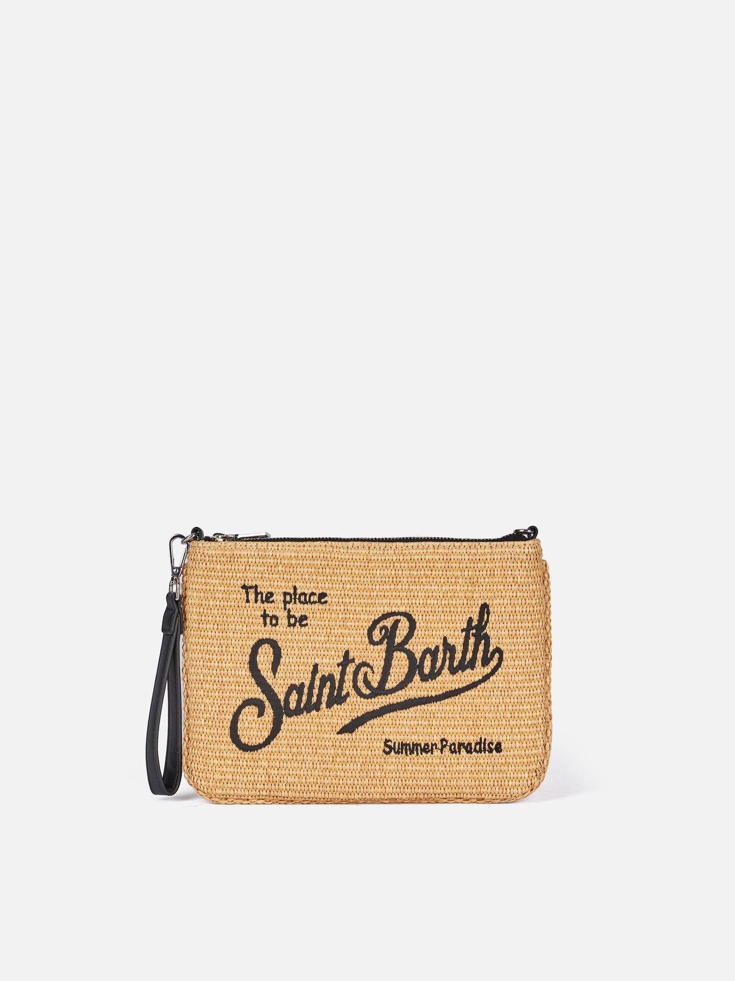 Parisienne Straw effect pouch bag with black details - MC2 Saint Barth