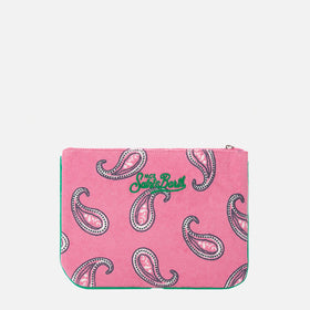 Pochette Parisienne in spugna paisley con ricamo Saint Barth