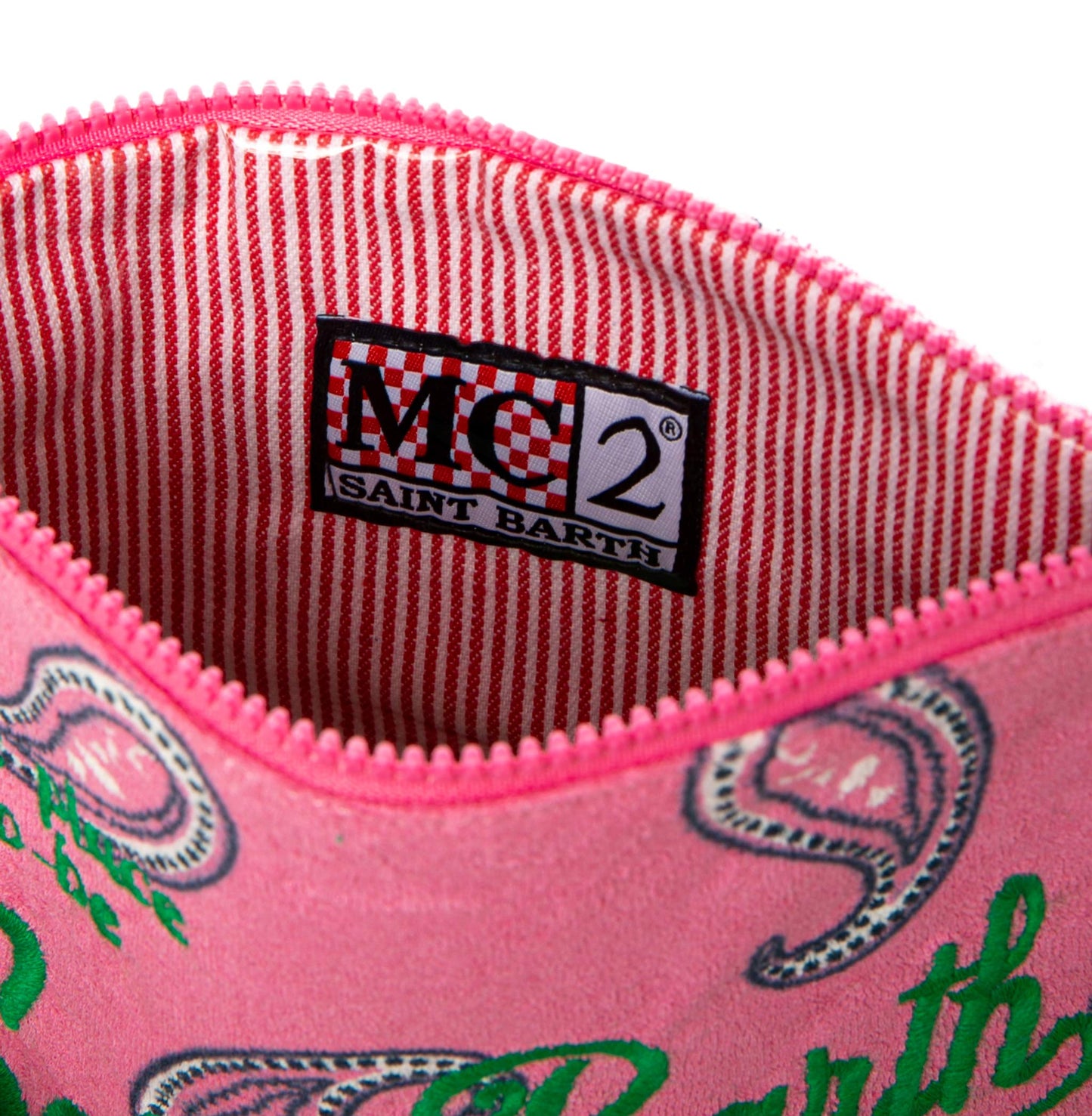 Parisienne-Pochette aus Frottee mit Paisley-Muster und Saint-Barth-Stickerei