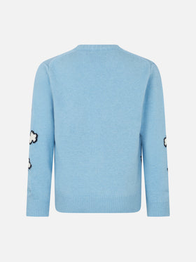 Girl crewneck sweater with New York postcard - MC2 Saint Barth