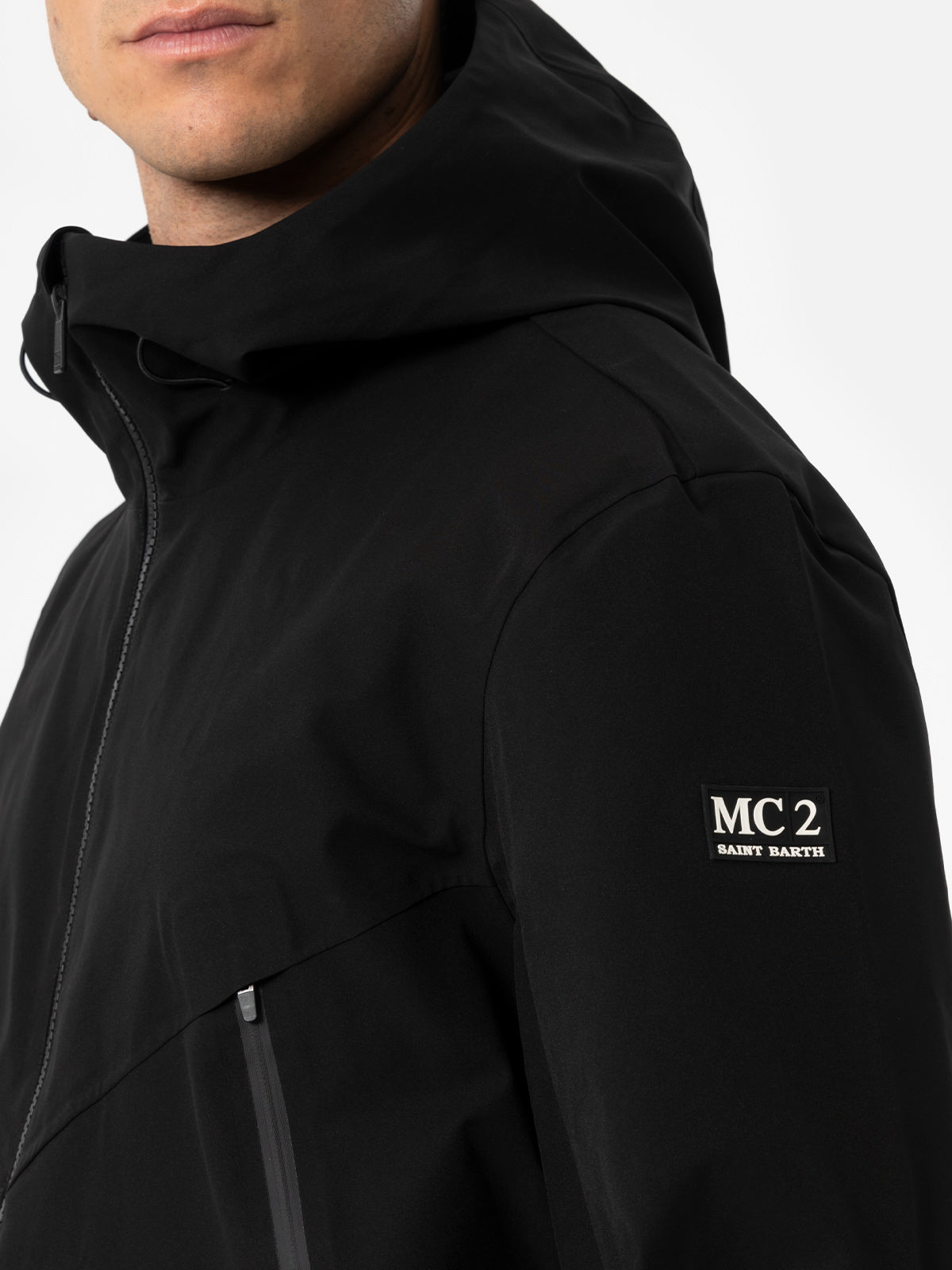 Man black 3-layers hooded jacket Parson - MC2 Saint Barth