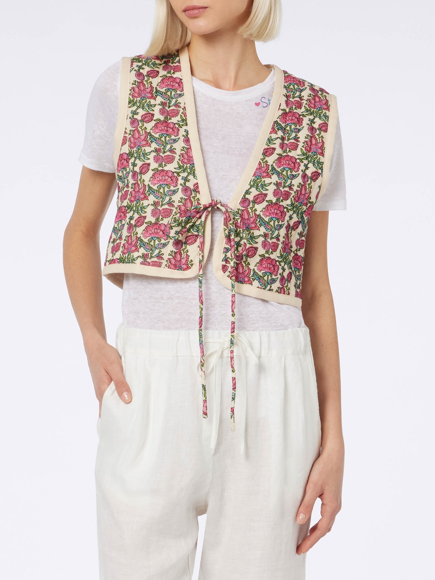 Woman embroidered padded vest - MC2 Saint Barth