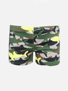 Boy lycra swim briefs with camo shark print - MC2 Saint Barth