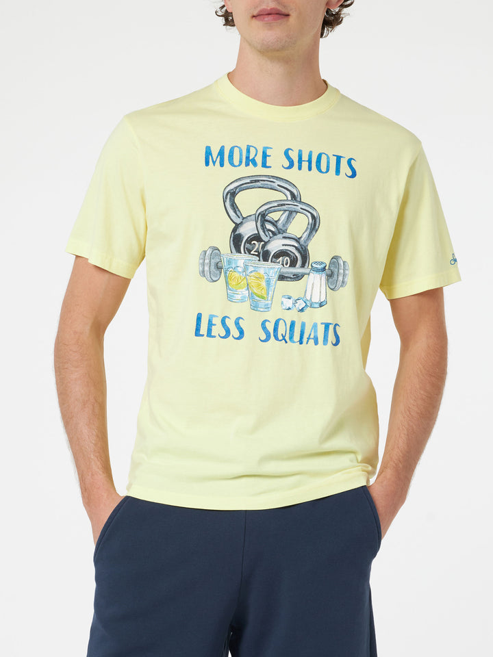 Man cotton t-shirt with More Shots Less Squats placed print - MC2 Saint Barth