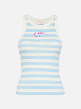 Ada striped ribbed cotton tank top - MC2 Saint Barth