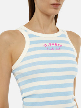 Ada striped ribbed cotton tank top - MC2 Saint Barth