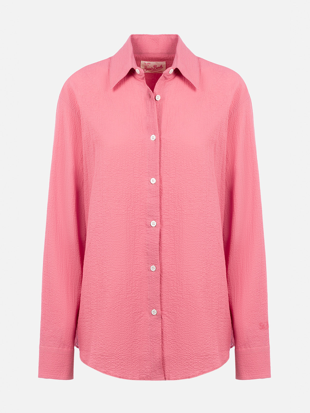 Woman pink seersucker shirt Aisha - MC2 Saint Barth