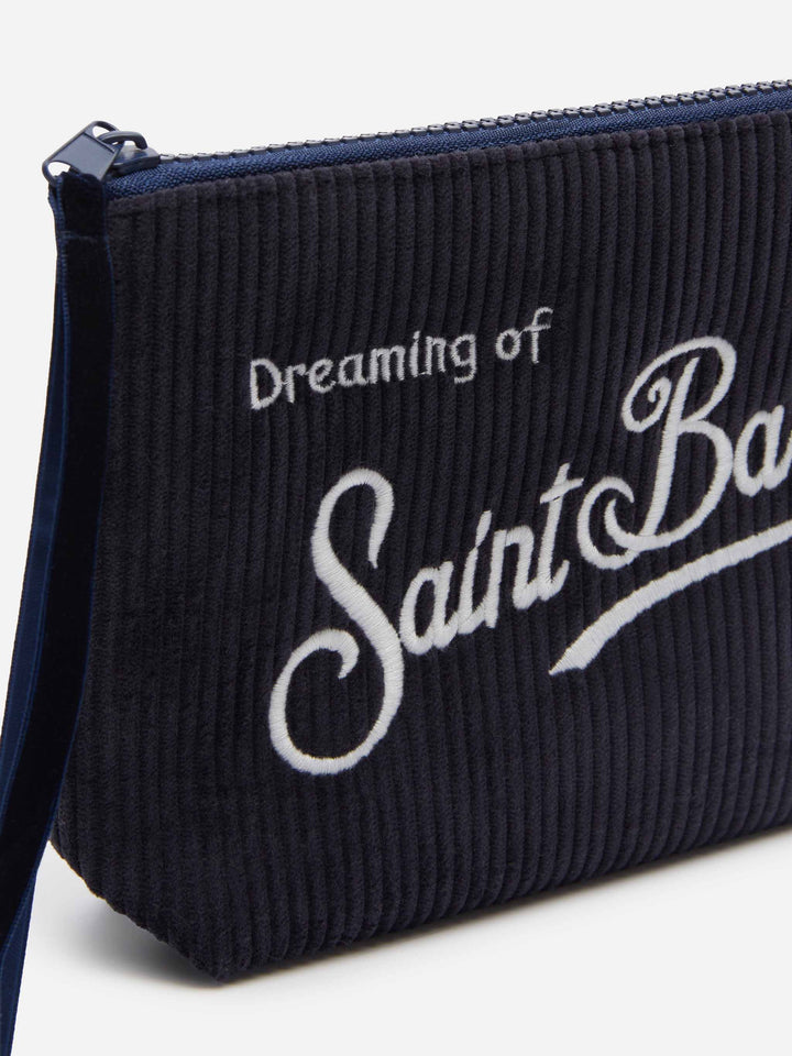 Navy blue corduroy pochette Aline - MC2 Saint Barth
