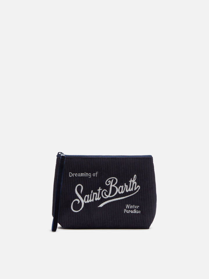 Navy blue corduroy pochette Aline - MC2 Saint Barth