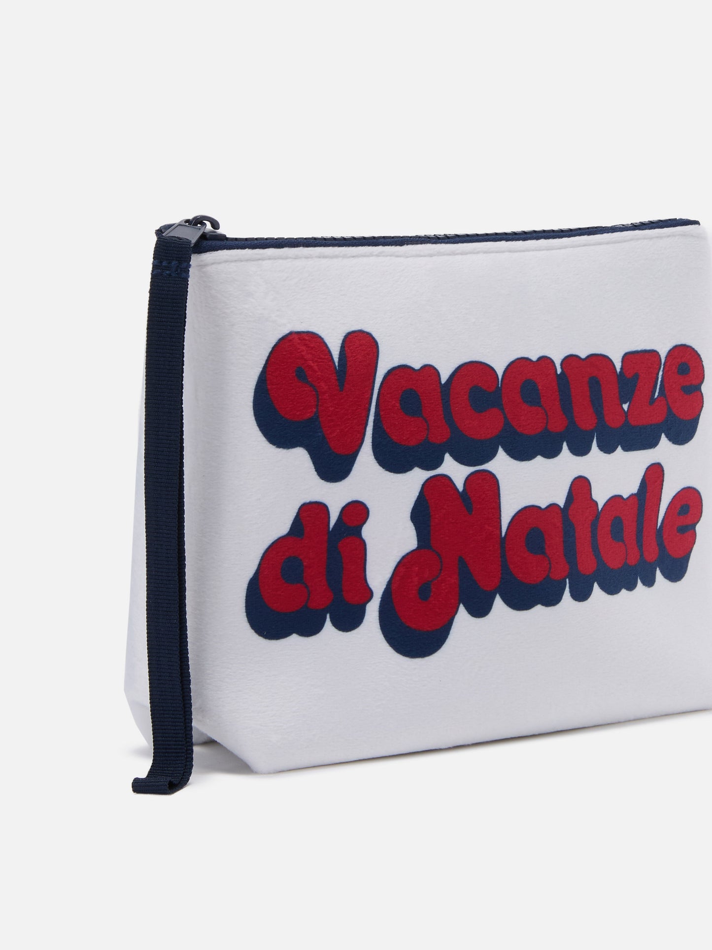 Aline Pouch in white wool-effect fabric with Christmas Vacation print | VACANZE DI NATALE SPECIAL EDITION