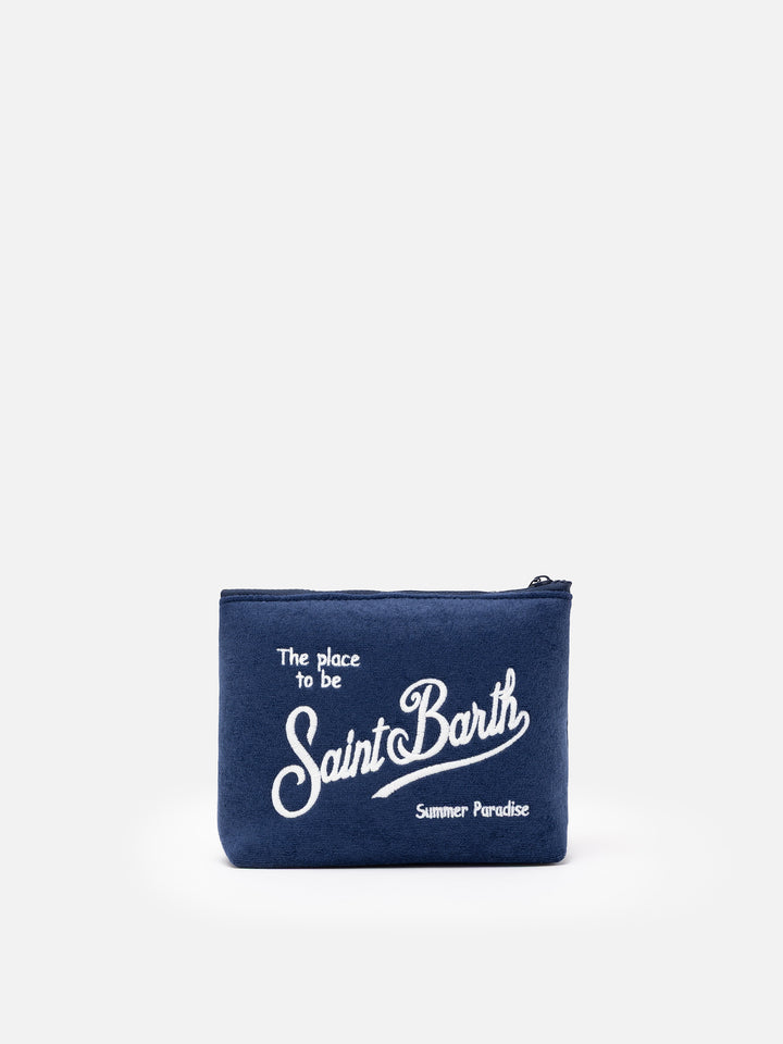 Aline navy blue embossed terry pochette | SAPORE DI MARE SPECIAL EDITION - MC2 Saint Barth