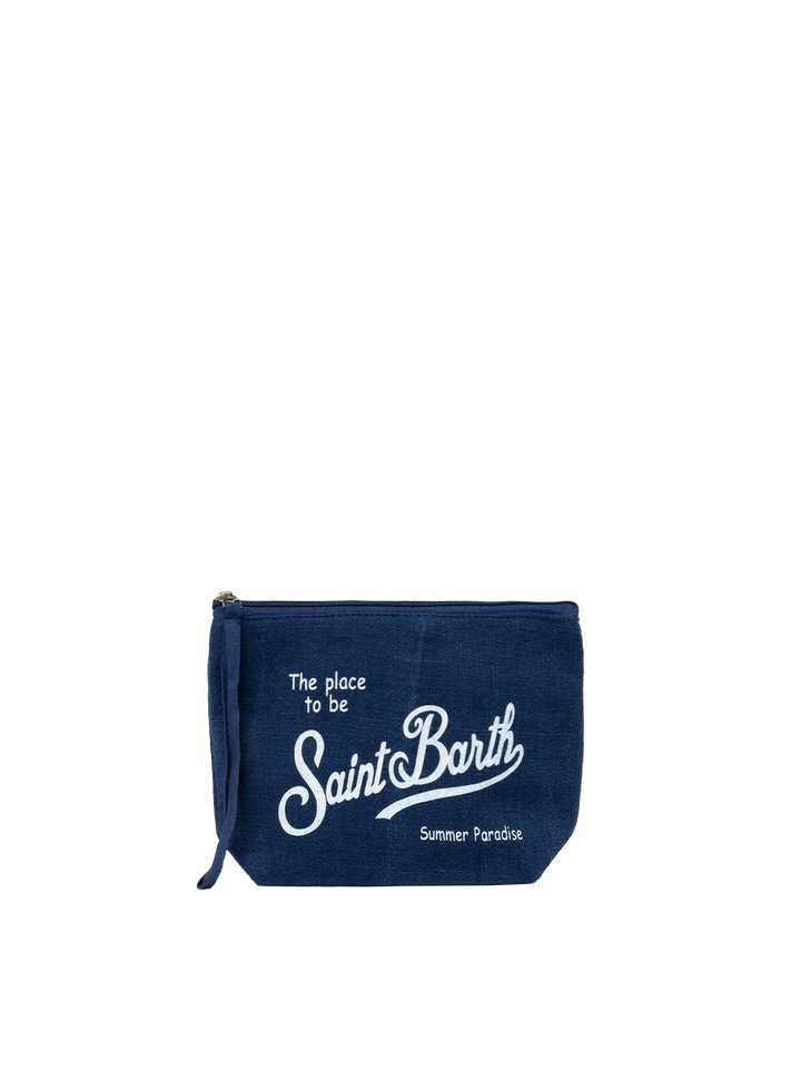 Aline marineblaue Leinenpochette