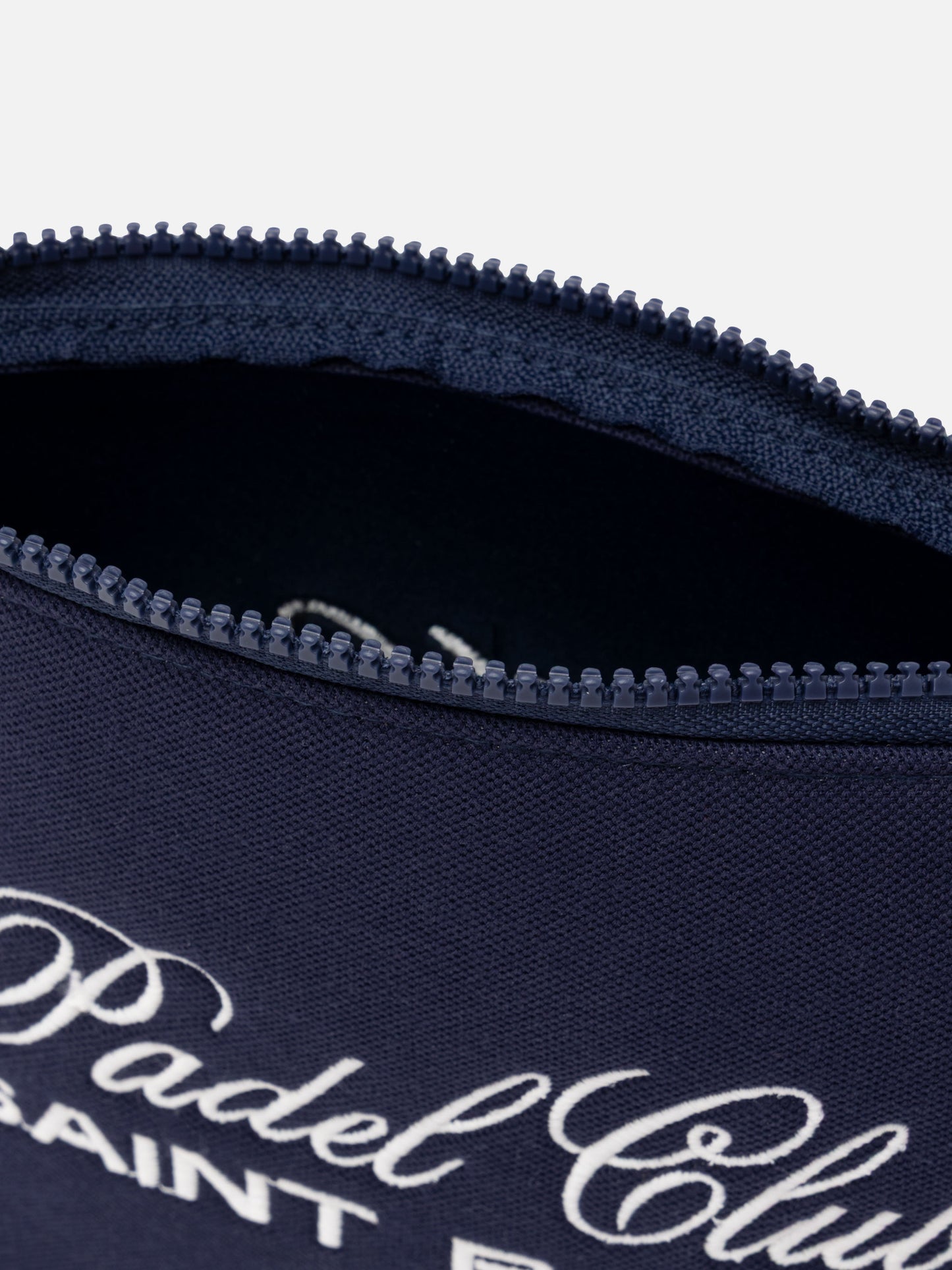 Pochette in piqué blu navy Aline con ricamo Padel Club Saint Barth