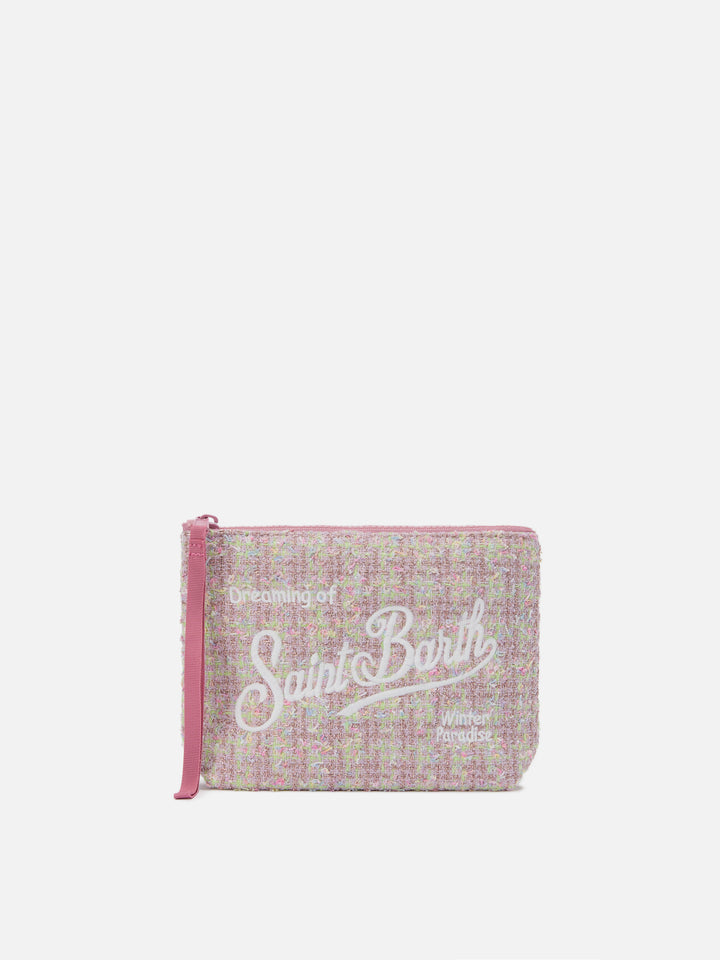 Aline Tweed Lurex Pouch in pink