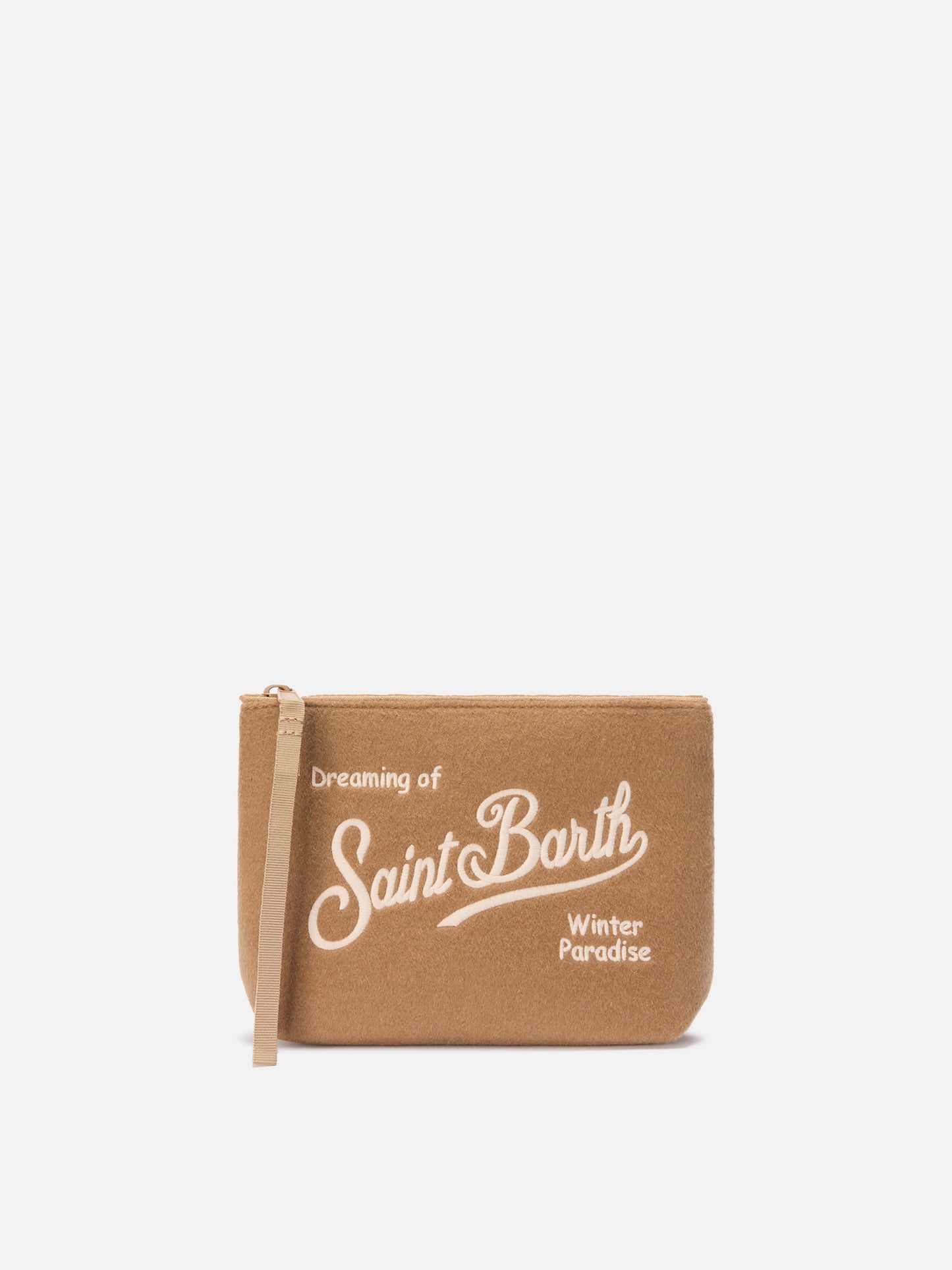 Aline Felt Pouch in camel wool blend