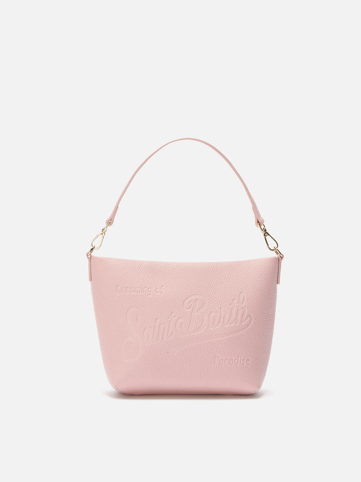 Borsa a spalla Aline Bag in pelle martellata rosa
