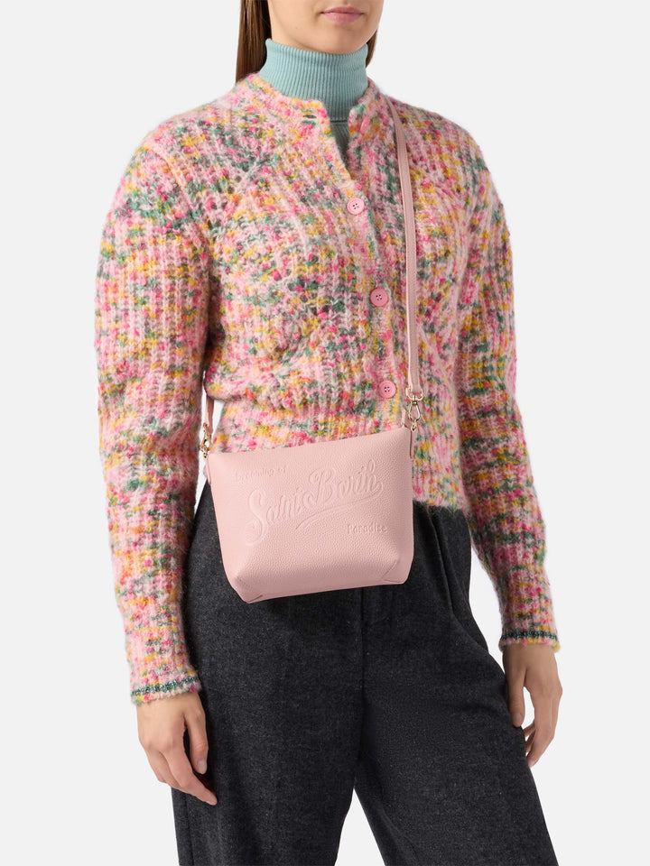 Borsa a spalla Aline Bag in pelle martellata rosa