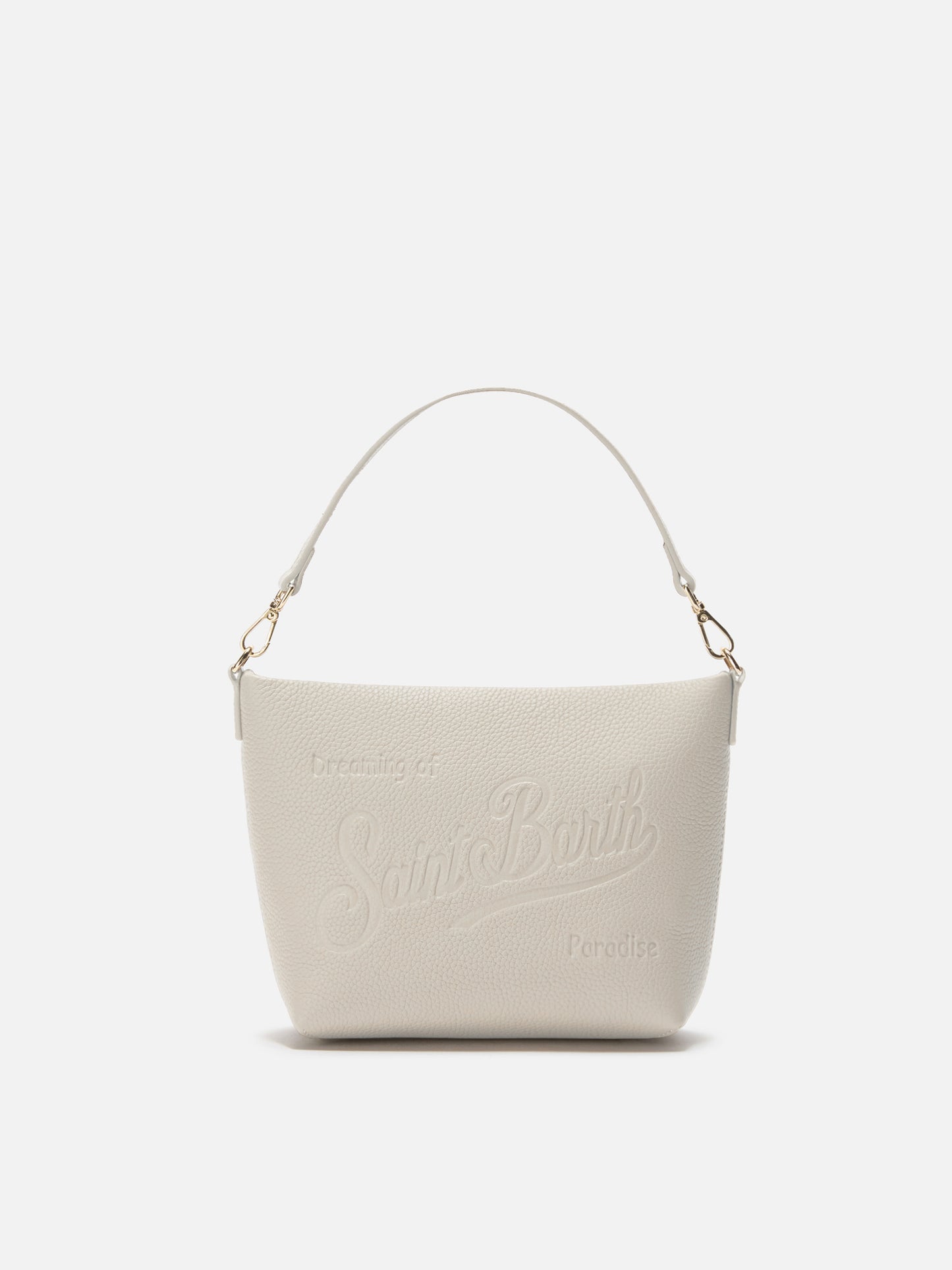 Borsa a spalla Aline Bag in pelle martellata bianca