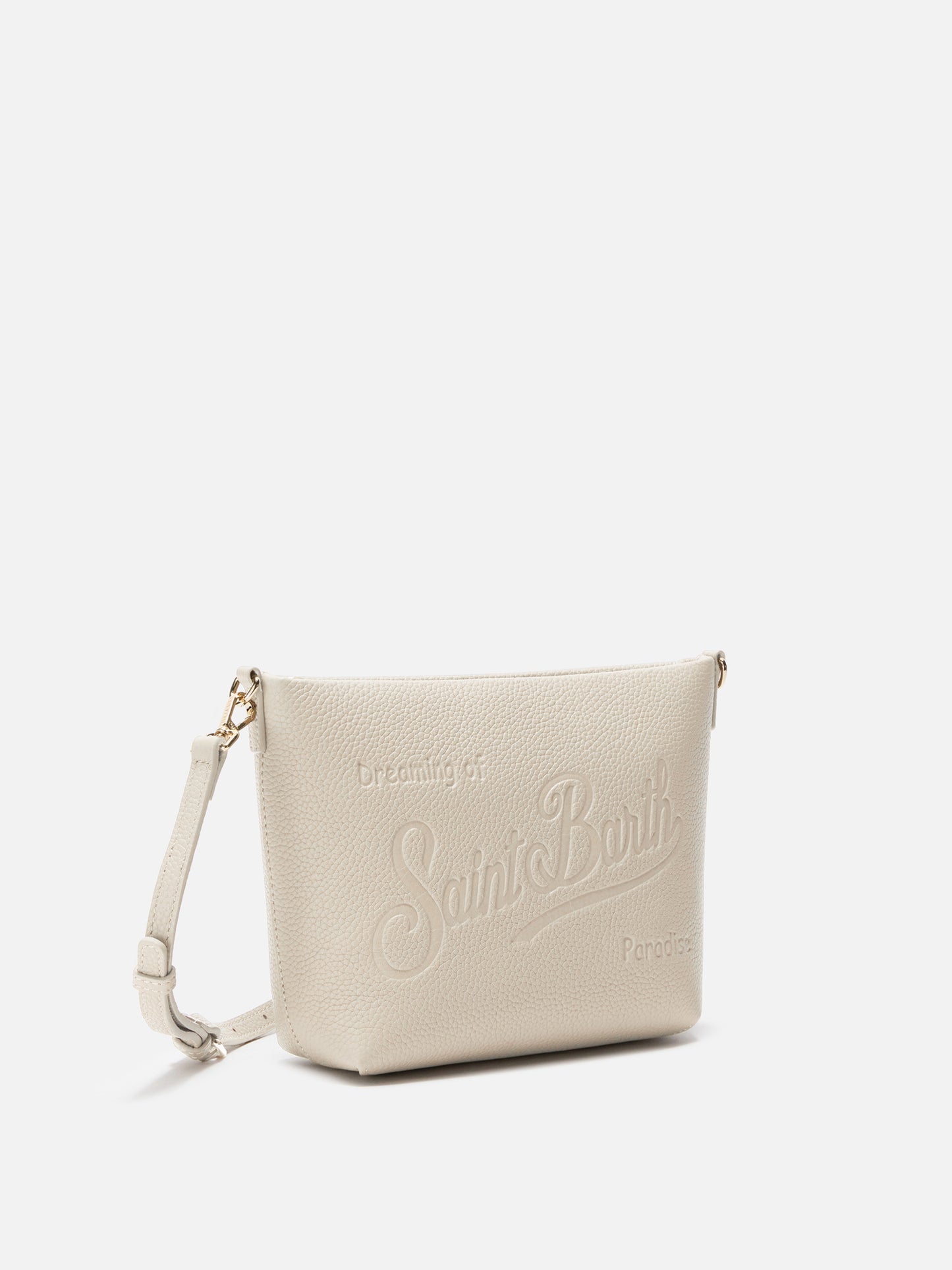Borsa a spalla Aline Bag in pelle martellata bianca