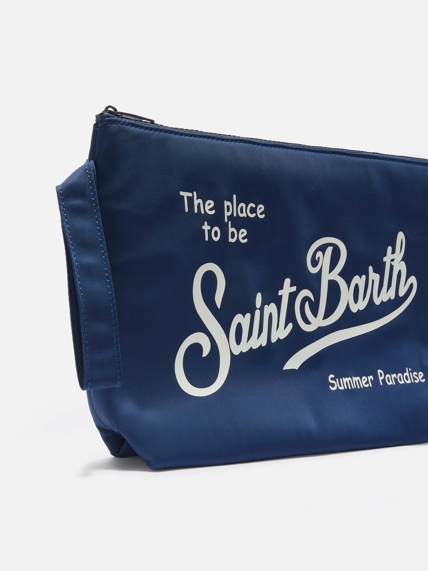 Aline blaue Nylon-Pouch in Uni-Farbe