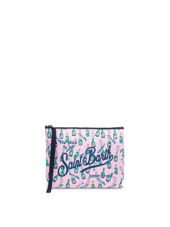 Aline Scuba-Pochette mit Bollicine-Flaschen-Print